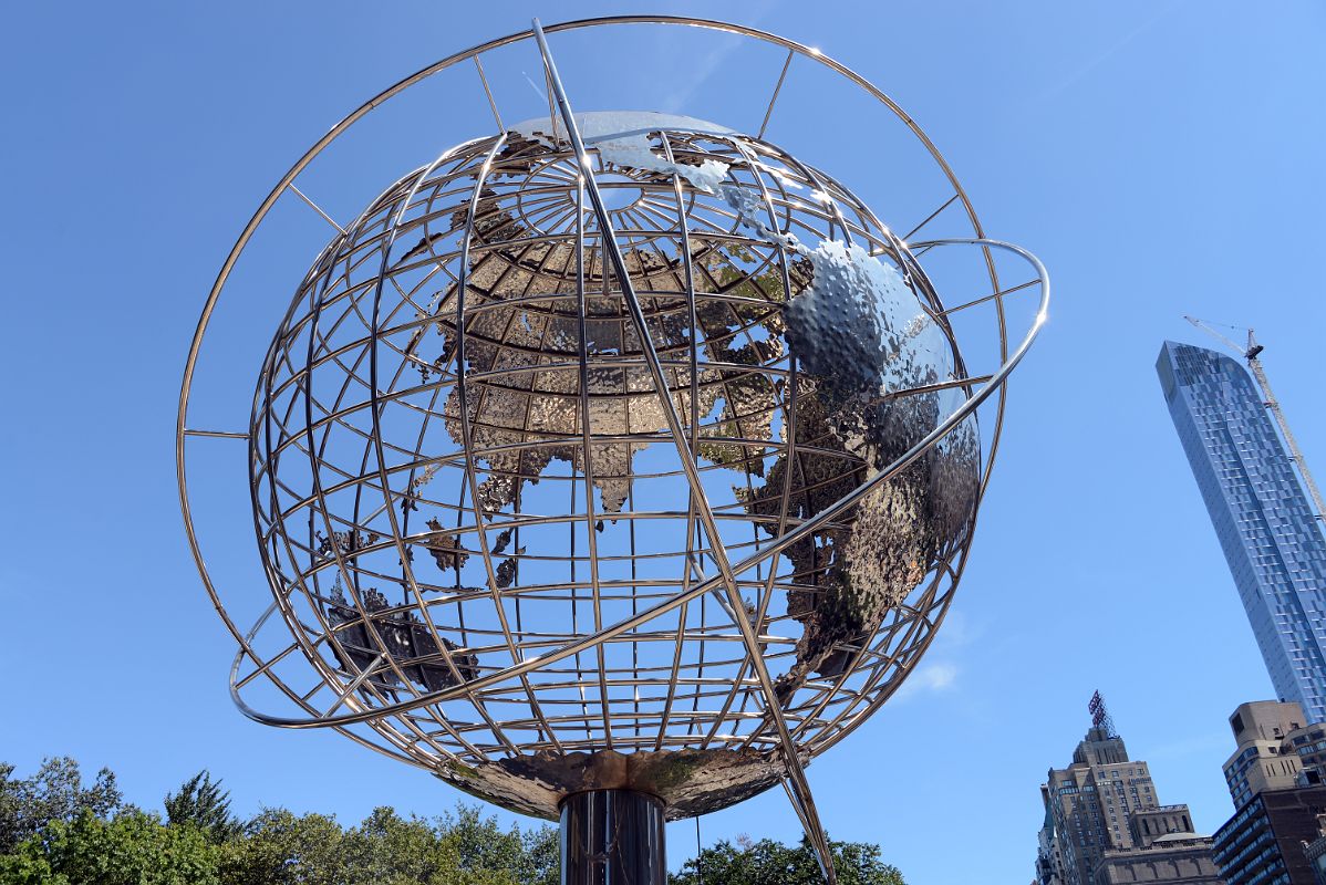 23 Steel Globe With One57 Behind In New York Columbus Circle
